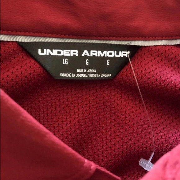 Under Armour Large L UPF 50+ maroon moisture wick vented button logo shirt NWT - Picture 8 of 10